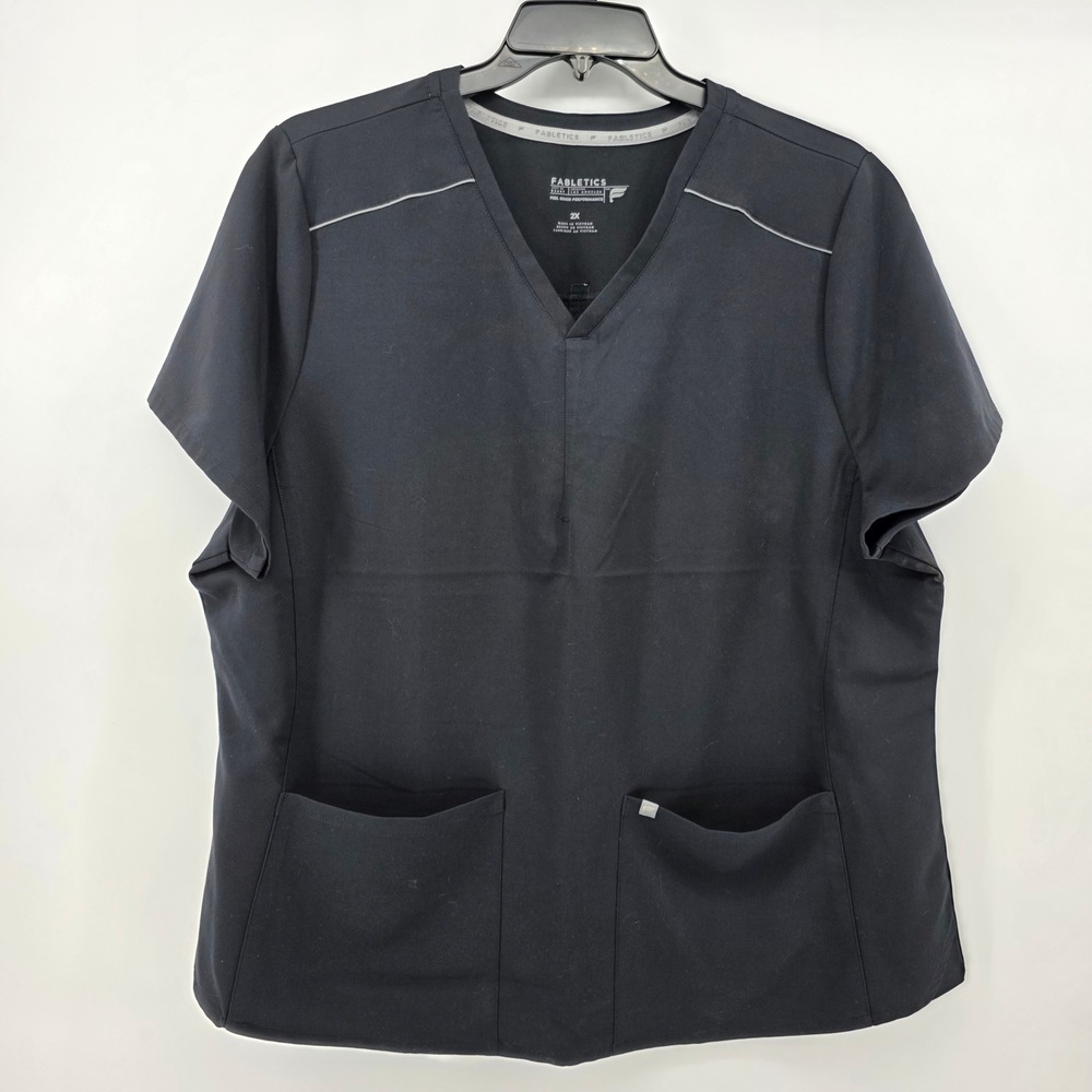 Fabletics Feel Good Performance Medical Workwear Black Scrub Top Womens 2X